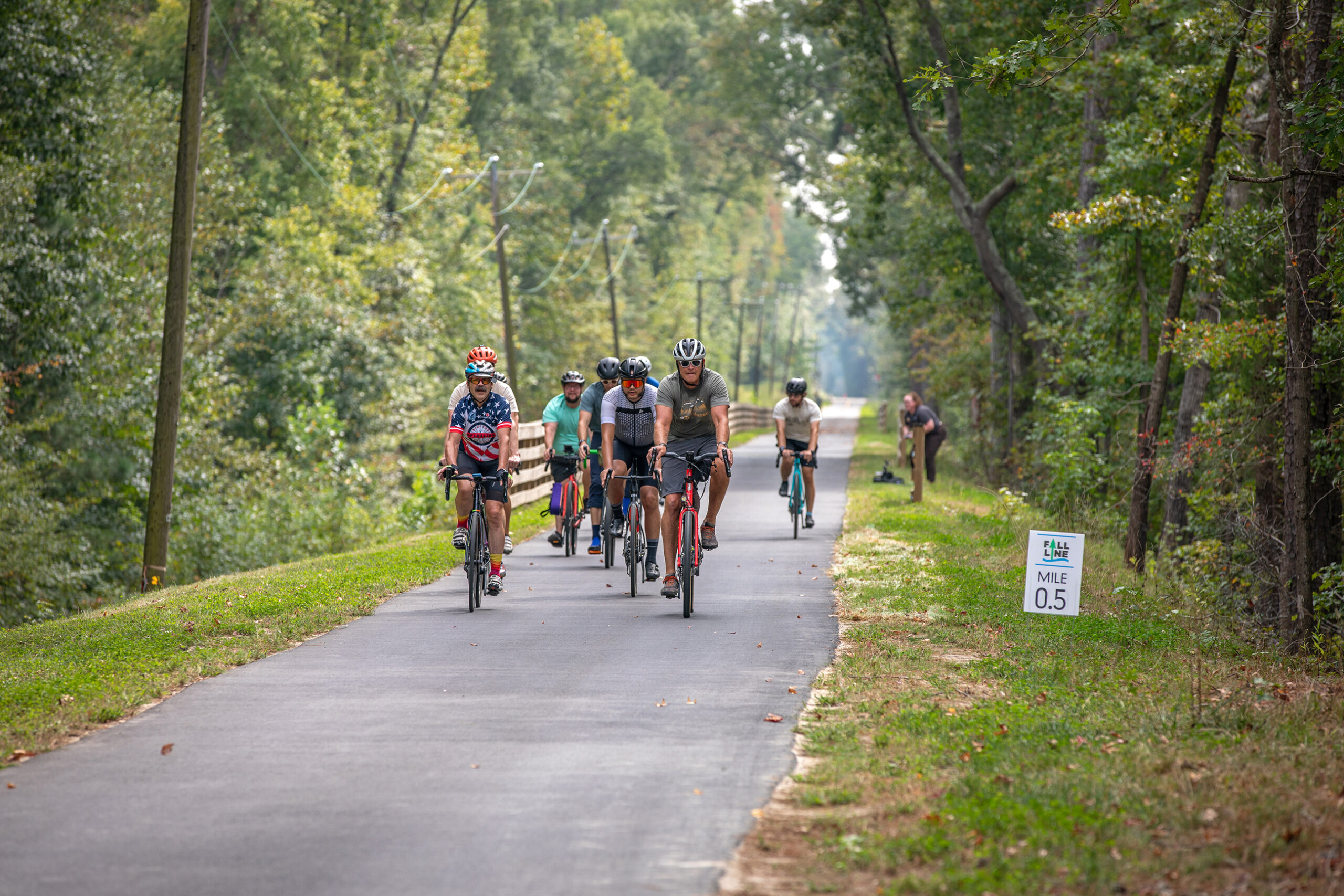 Bicyclists ride the Fall Line trail