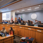 High school students participate in a mock Board of Supervisors meeting for Student Government Day.