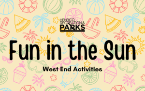 Yellow background with summer icons and "fun in the sun" text