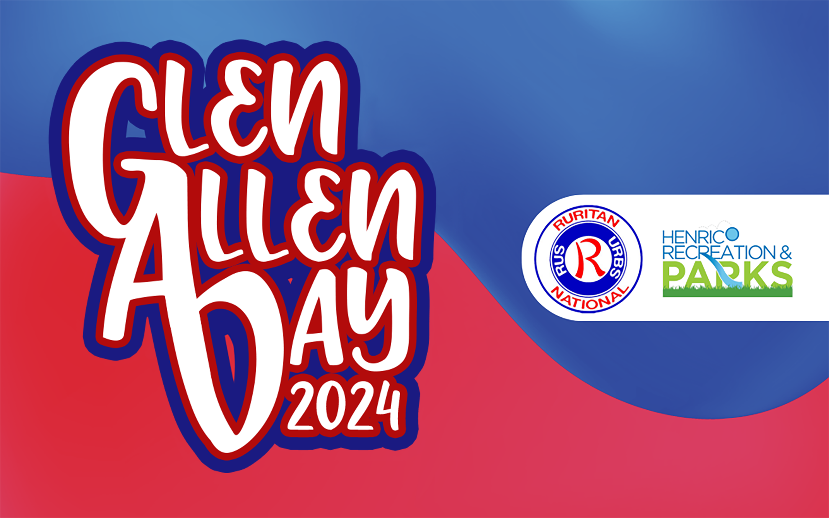 Glen Allen Day Ad with red and blue background and the Recreation and Ruritan logo