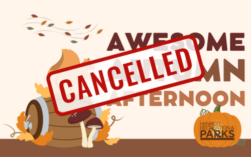 Cancelled stamp over the awesome autumn afternoon event graphic.
