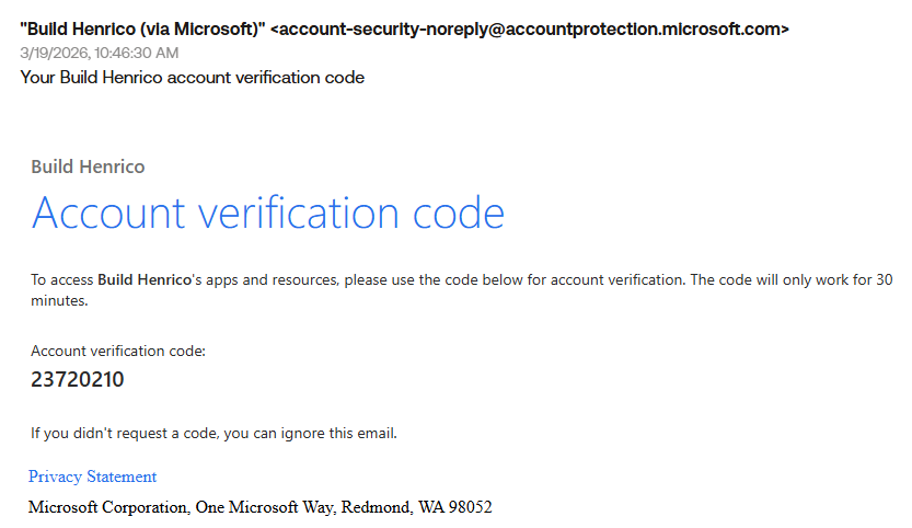 Image illustrating account verification email received