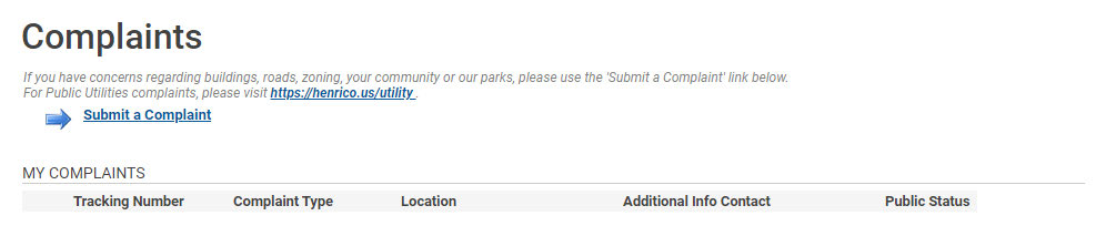 Choose the Submit a Complaint link.