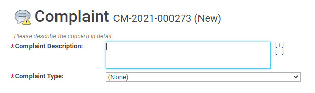 Fill in the complaint description.