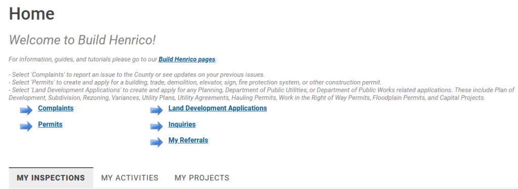 Image of build Henrico home page