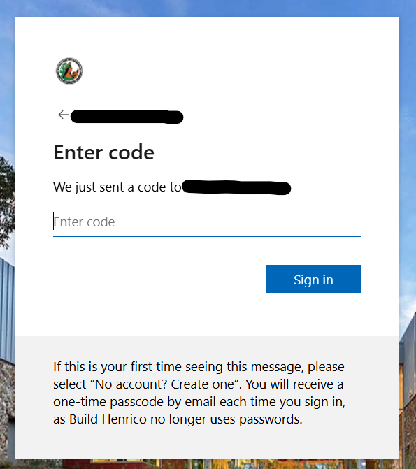 Image showing where to enter your verification code then click Next