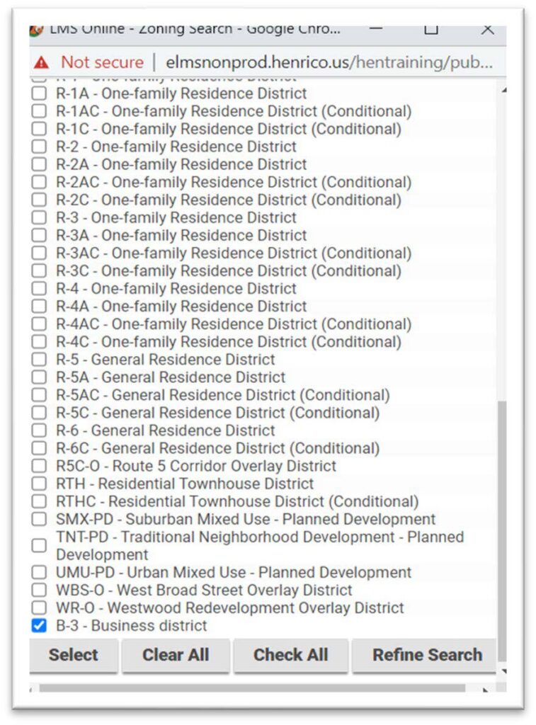 Choose existing zoning.