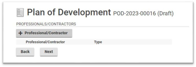 Do not add a Professional/Contractor! Choose Next.