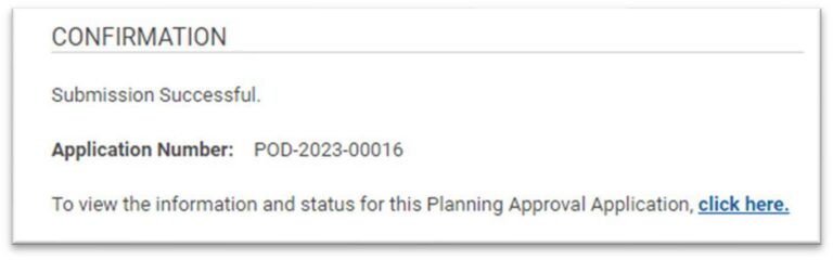 Screen showing the application is successfully submitted.