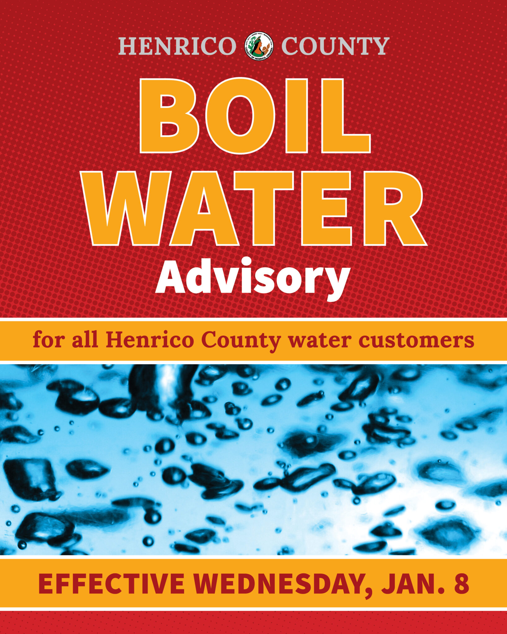 Henrico issues precautionary countywide boil water advisory - Henrico County, Virginia