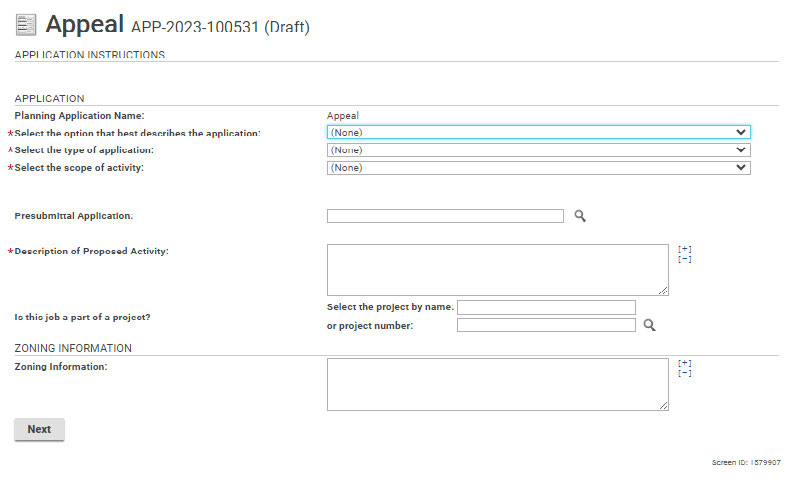 Use the dropdowns and fill in the description box.