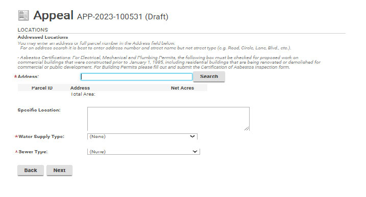 Search for an address or partial address.