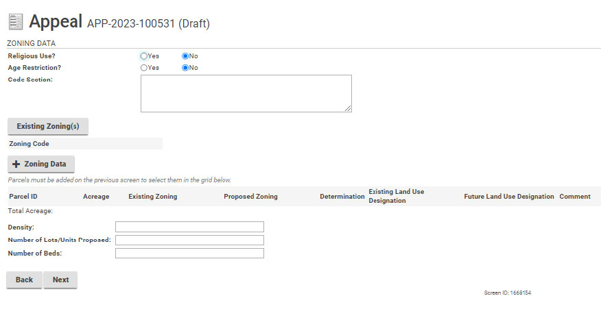 This screen is not needed for Appeals. Choose Next.