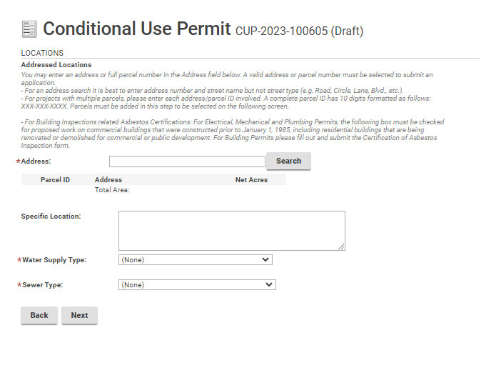 Enter an address or partial address and choose Search.