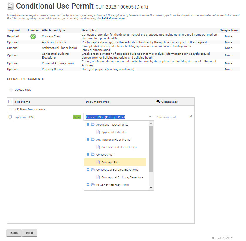 Choose the category (e.g., Concept Plan) for each document.