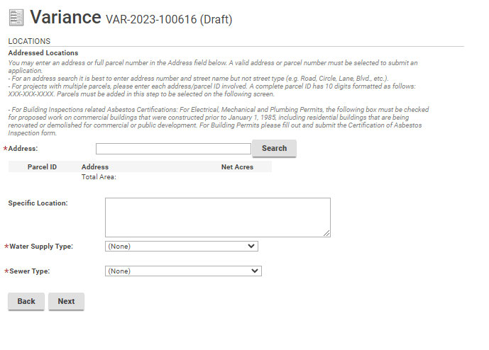 Enter a partial or full address and choose Search.