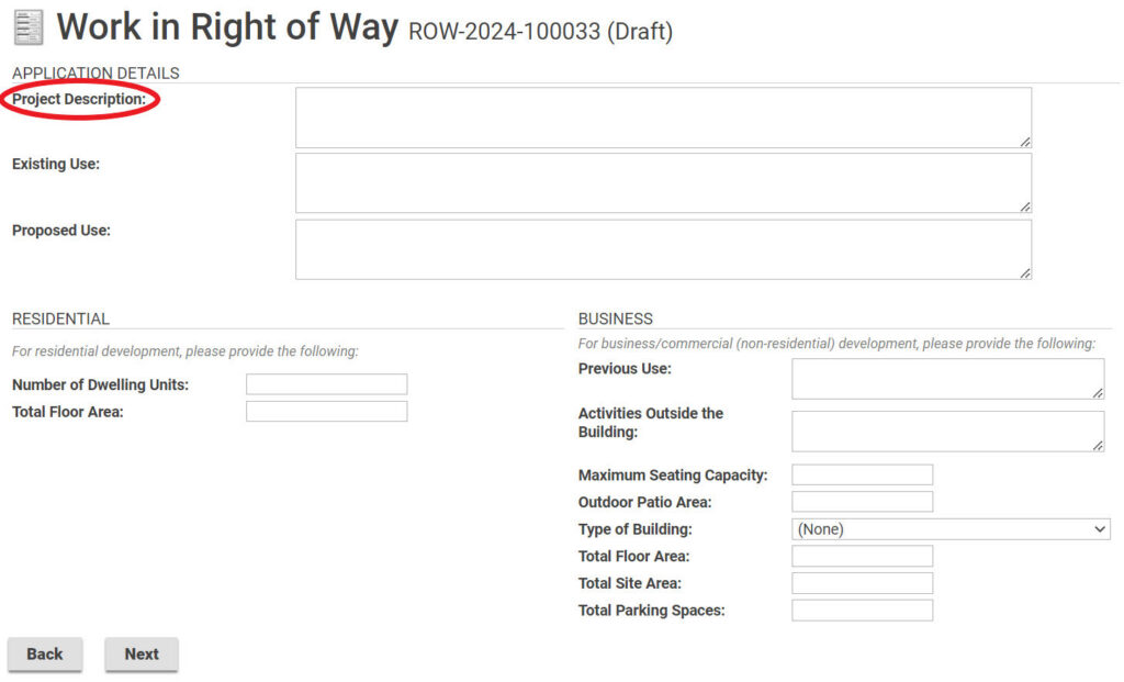 Write in Project Description.