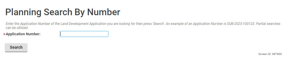 Enter an application number, or partial application number.