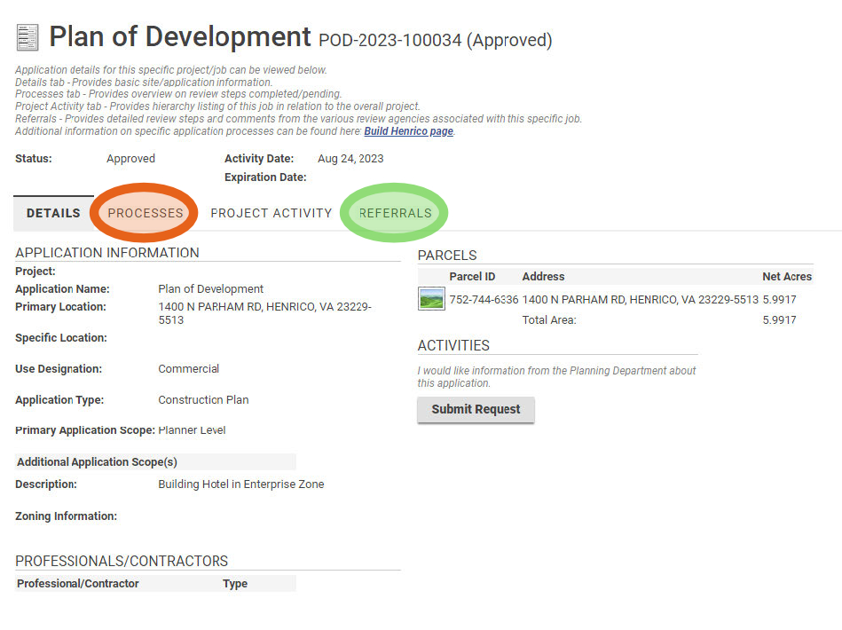 Choose the Processes tab, or the Referrals tab.