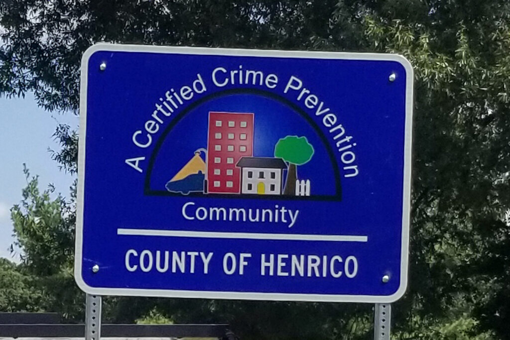 Henrico County Certified Crime Prevention Community sign.