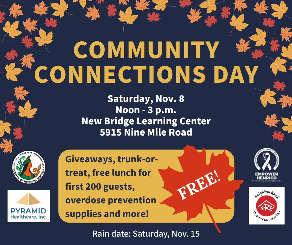 A graphic says "Community Connections Day on Saturday, Nov. 8 from noon to 3 p.m. at the New Bridge Learning Center."