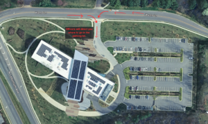 Map shows the direction of travel when attending the Child Safety Seat Check-Up