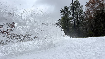 Fire foam on ground.