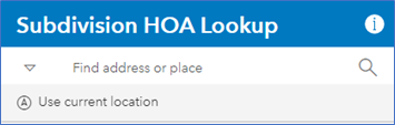 Blue and white graphic depicting the Subdivision HOA Lookup tool.