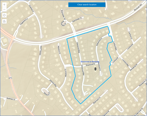 Graphic of a map outlining HOA boundaries in an HOA search.