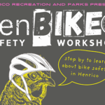 HenBikeo Safety Workshop. Chicken with helmet inviting you to the workshop.