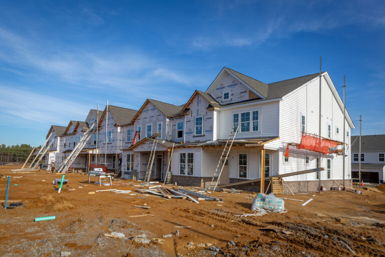 A photo of homes under construction