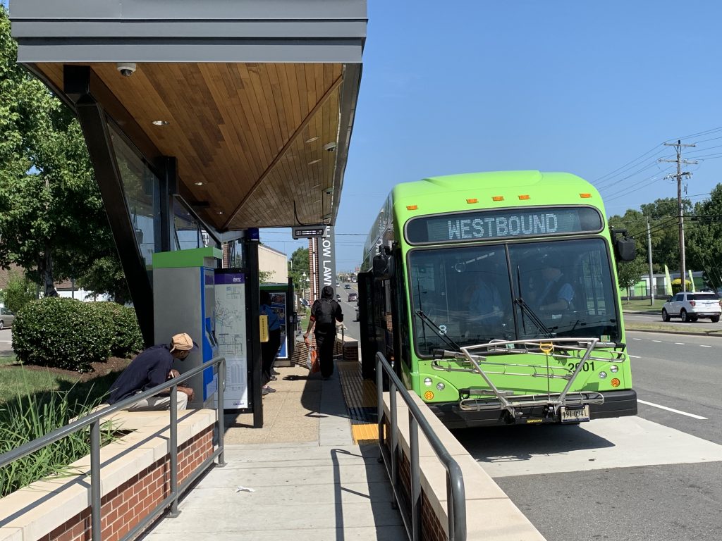 GRTC bus at the Willow Lawn Pulse station.