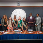 Members of Girl Scouts Troop 5740 pose with the Board of Supervisors at the work session.