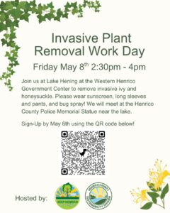 Flyer promoting Invasive Plant Removal Work Day. The same details are in the event description.