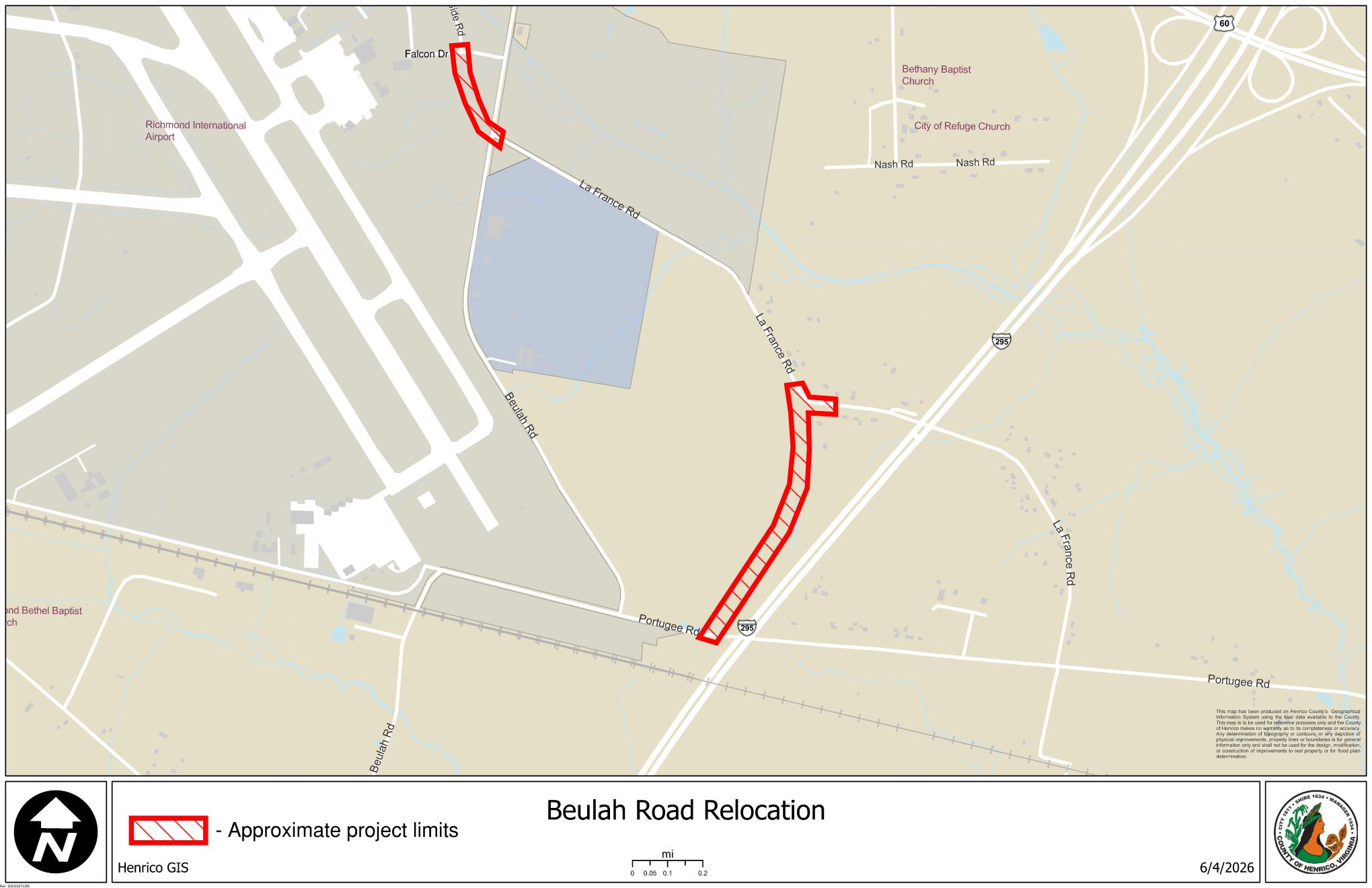 A GIS map showing the extents of the project along La France Road.