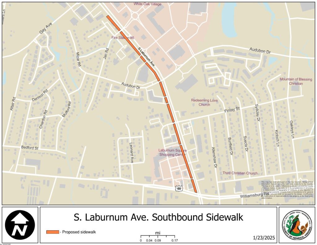 S. Laburnum Ave. Southbound Sidewalk Map