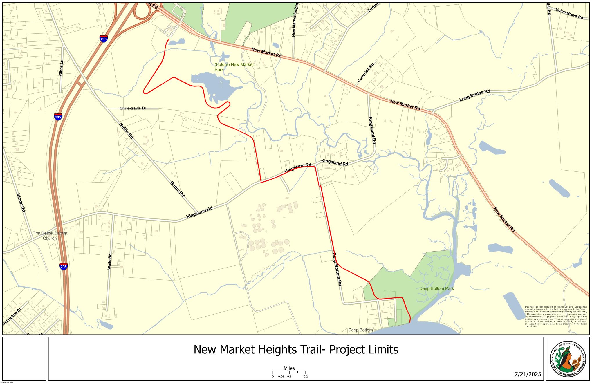 New Market Heights Trail Map with Project Limits