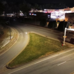 Intersection of Nuckols and Twin Hickory after the installation of solar lights. This close up of the crosswalk shows clear visibility while crossing.