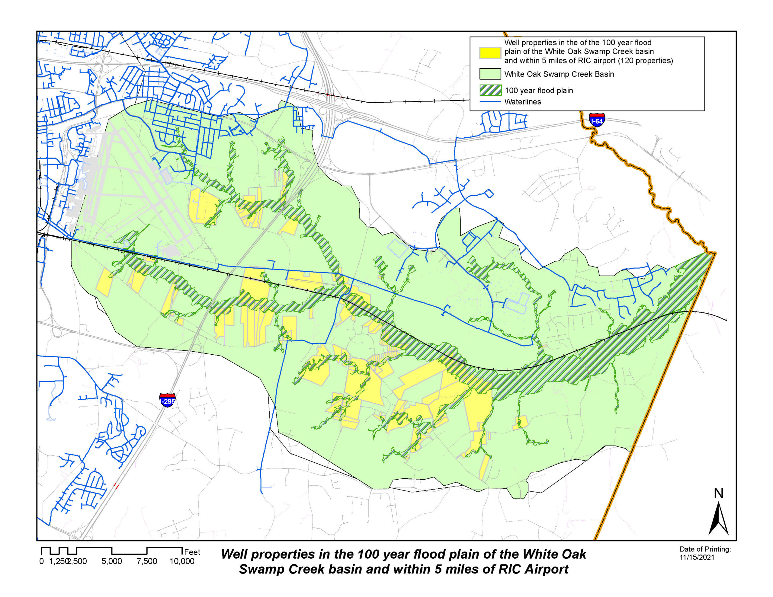 well properties in flood plan of White Oak Swamp Creed basin