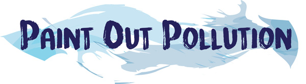 Paint Out Pollution logo with swoosh of paint behind it