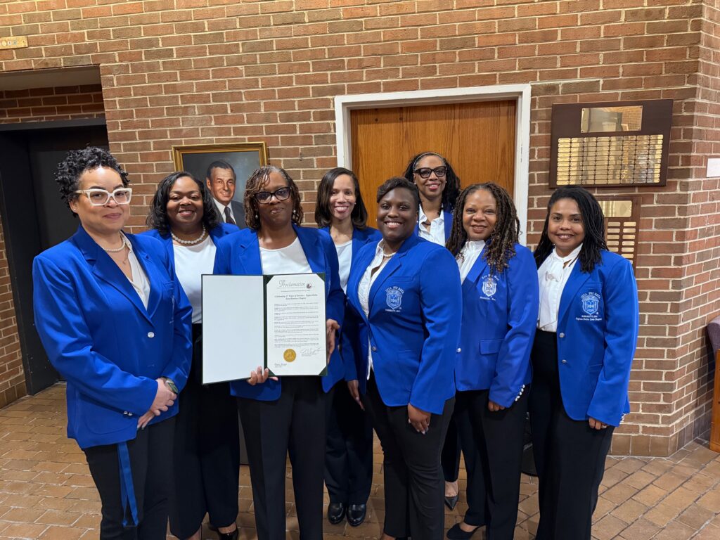 Members of Sigma Delta Zeta who attended the March 10 meeting of the Henrico Board of Supervisors, with a proclamation noting the group's 25 years of service to the County.