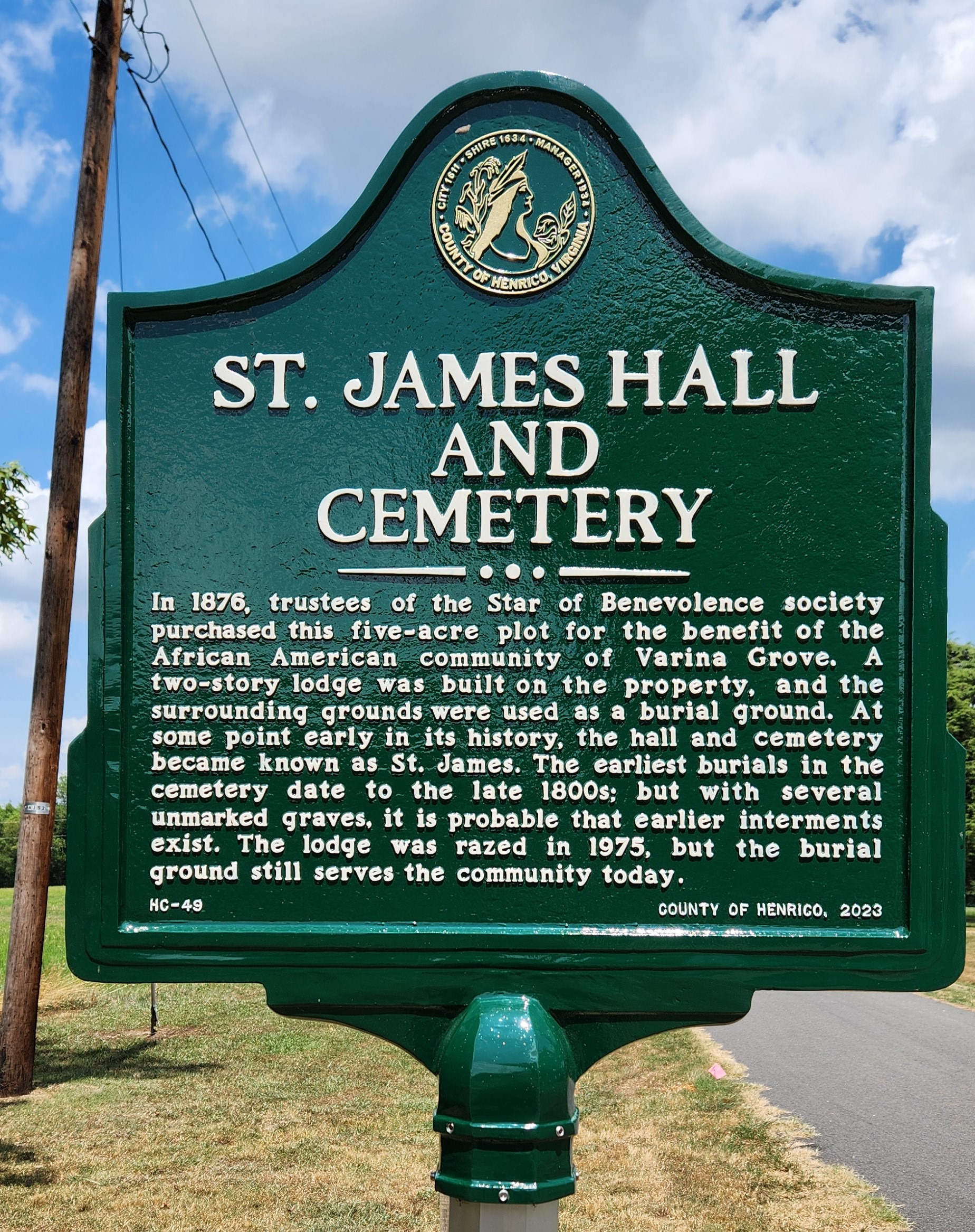 St James Hall And Cemetery Henrico County Marker