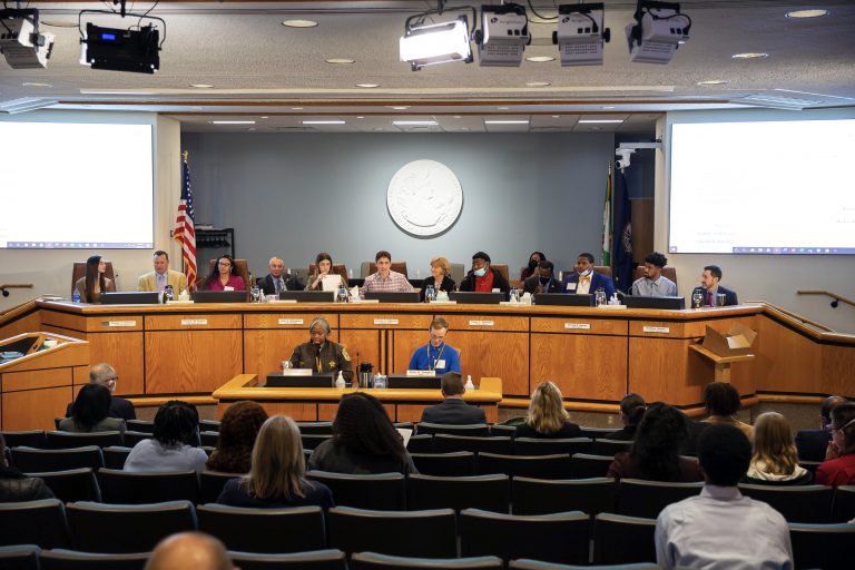 Auditorium view of Student Government Day participants.