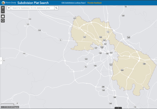 Snapshot of Subdivision Plat Search