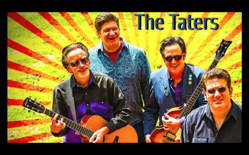 Text: The Taters. Musical group with instruments.