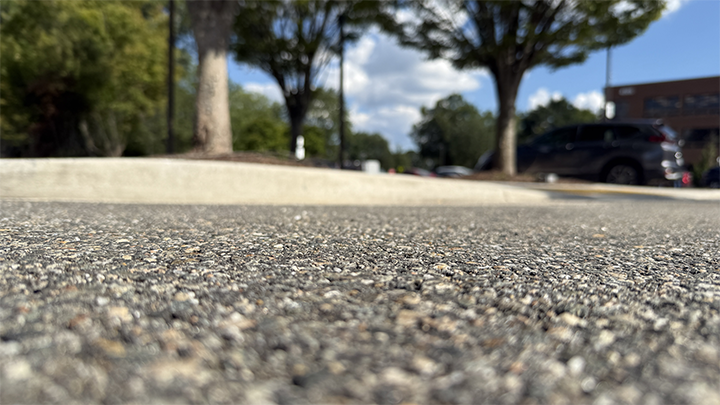 Parking lot pavement close up.