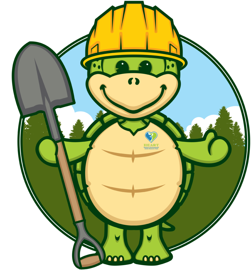Logo of Stewart the Turtle in a yellow hard hat, holding a shovel, with green trees and blue sky in the background.