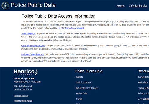 snapshot of public crime data access system