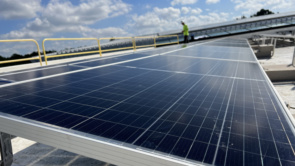 a row of solar panels